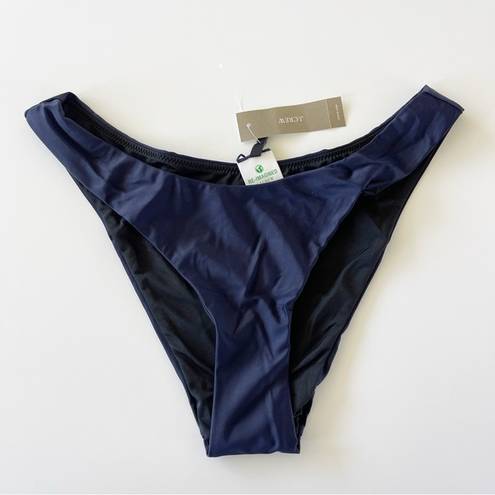 J.Crew Curved waist High Leg Cut cheeky bikini bottom in Navy Size Small NWT