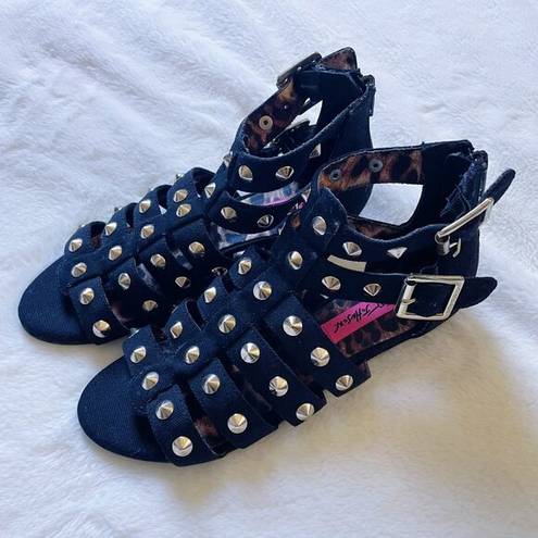 Betsey Johnson  Black Studded Gladiator Sandals Women's Size 5.5