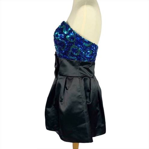 Hannah S Sequin Satin Semi Formal Strapless Dress