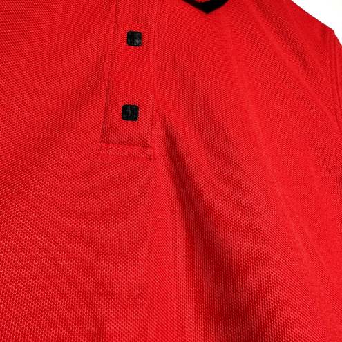 Polo Tail Tech Golf Coolmax Pique  Dress Athletic Collared Red Hot Black M NWT