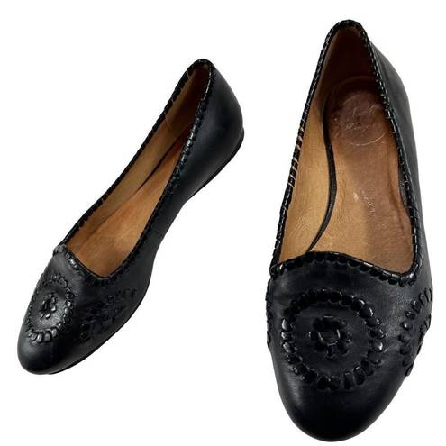 Jack Rogers  Waverly Black Leather Flats Women’s Size 8