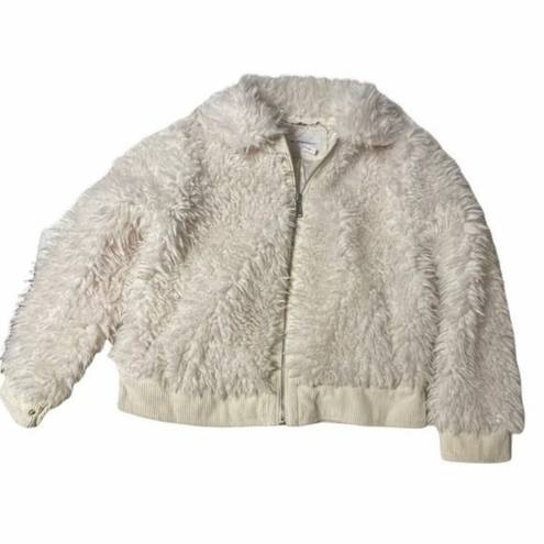 BCBGeneration  Zip Front Faux Fur Jacket in Cream