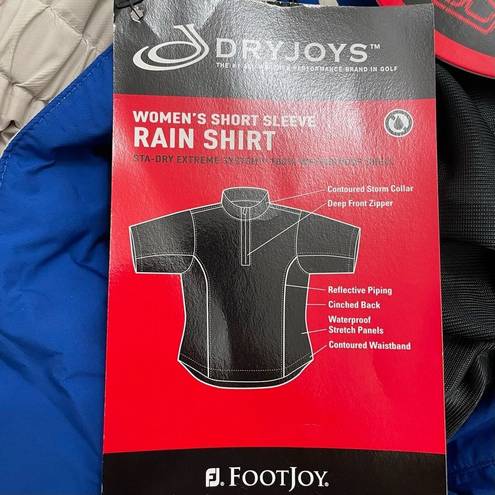 FootJoy NWT  Short Sleeve Golf Rain Shirt Beige Black Blue Womens Size Medium NEW