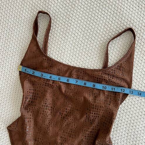 Gottex Viewpoint by  Womens Brown Reptile Print Scoop Back One Piece Swimsuit 6