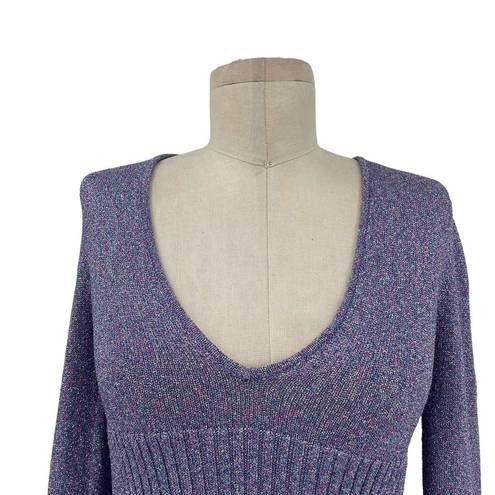 Alice McCALL  Metallic Knit Love Letters Knit Metallic Top Sweater Purple Size XS