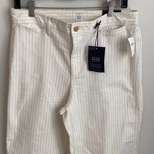 Gap  High Rise Wide Leg Crop Jeans Ivory Striped