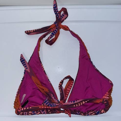 Vix Paula Hermanny  Triangle Bikini Swimsuit Top Beaded Boho Design Women’s 10