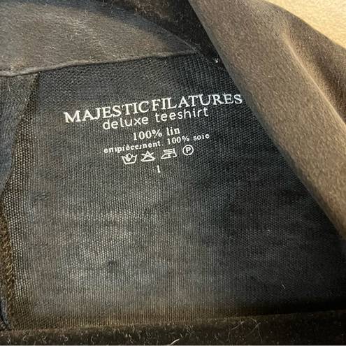 Majestic  Filatures Cardigan Black 100% Linen Open Front Blazer Sz 1 (XS/S) EUC