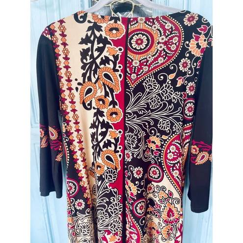 Tiana B  Autumn Paisley Print Split Sleeve Dress Women's Size Medium