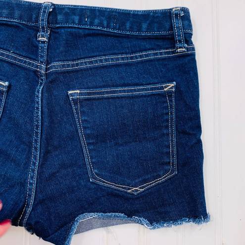 Gap 1969  Women's Slim‎ Cut Off Maddie Short Size 26R Mid Rise Raw Hem Dark Wash