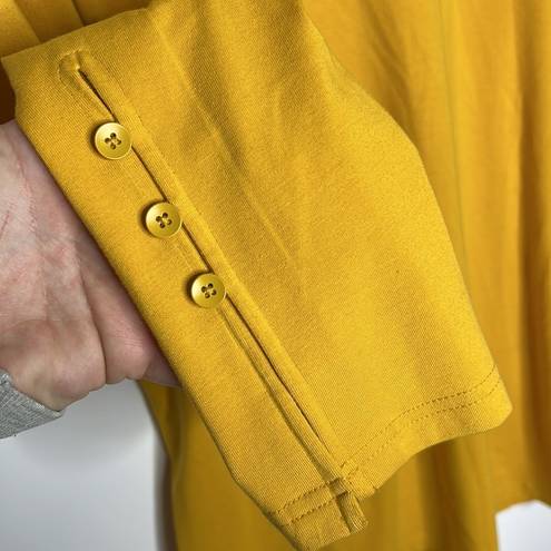 Isaac Mizrahi  Mustard Yellow Gold Long Sleeve Button Detail Top