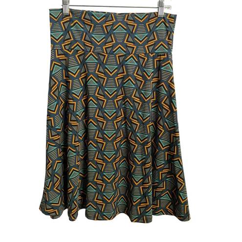 LuLaRoe  Azure Skirt Aqua Yellow Geo Print SZ L