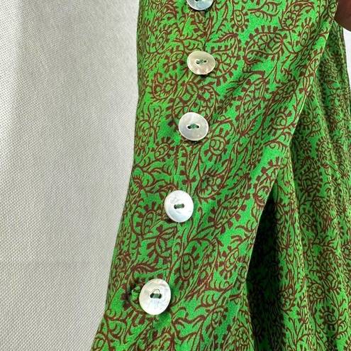 Vix Paula Hermanny  Cowl Neck Silk Blend Slip Maxi Dress Size Medium Green Floral