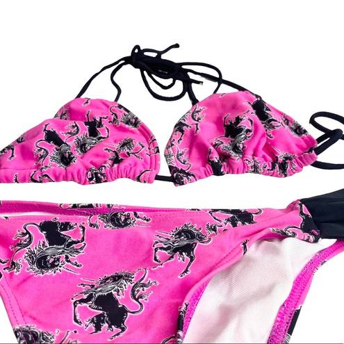 Joe Boxer new  ☼ Unicorn Print 2 Piece String Bikini Set ☼ Hot Pink ☼ Size XS