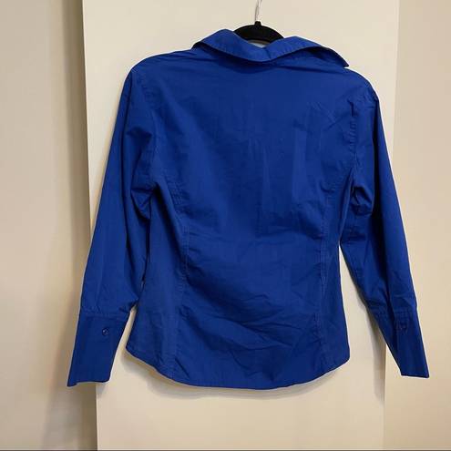 Zac and Rachel  Cobalt Blue Fitted Button Down Blouse Size Medium