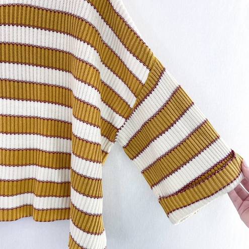 By Together  Women's Striped Oversized Boxy Cropped Knit Sweater size Medium