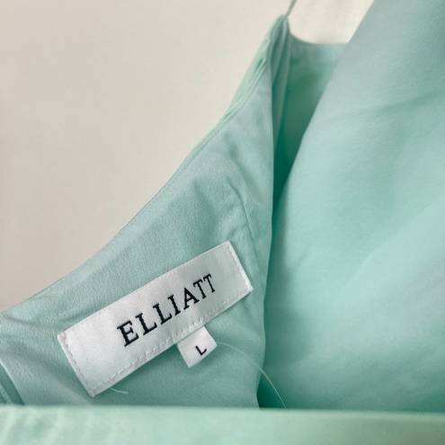 Elliatt  Camo Asymmetric Satin Cocktail Dress in Seafoam Size Large