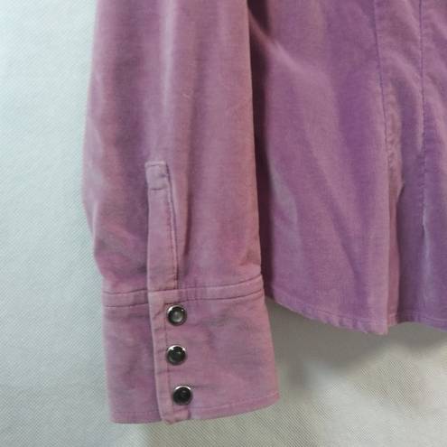 Caslon  Purple Velvet Western Rodeo Button Front Shirt Size Small