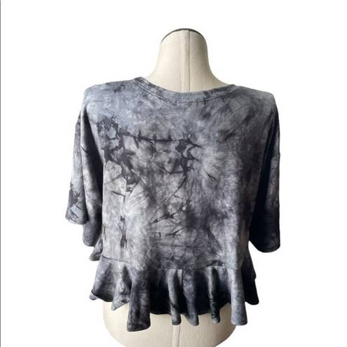 Good Luck Gem  crop top tie dye peplum bottom shirt black Sz XL