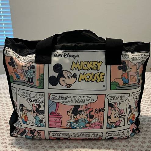 Disney  Mickey Minnie Mouse Comic Strip Zipper Tote Travel Overnight Large Bag