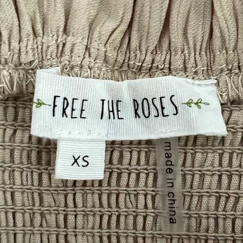 Free The Roses Tan Tiered Smocked Skirt