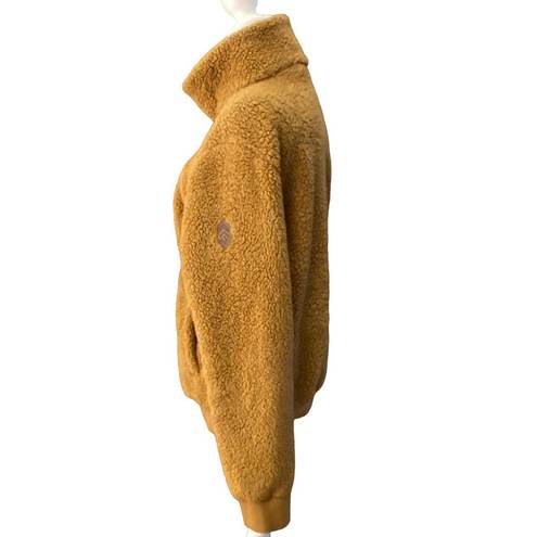 Free Country  Camel rust brown tan full zip Faux Fur Plush Sherpa Jacket Size M