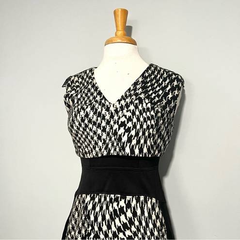 Tracy Reese  Black White Malak Houndstooth Jacquard MIDI Dress Size 6