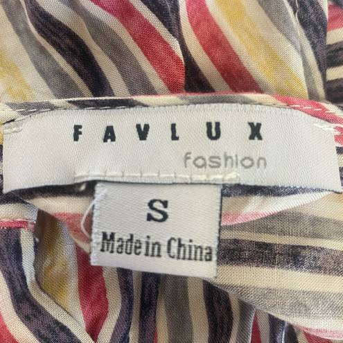 FAVLUX  Multicolor Stripe Button Down Peplum Tank Top