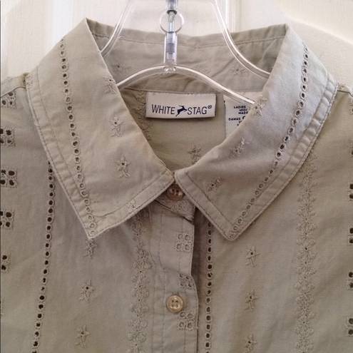 White Stag Ladies  LS Embroidered Blouse small