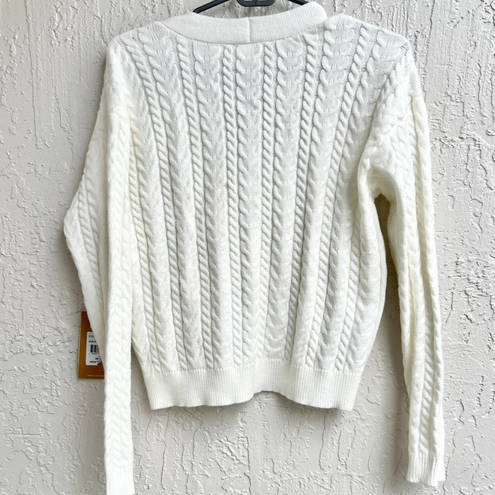 Cyrus NWT  Long Sleeve Cable Knit Cardigan Sweater Bone White Women's Size XS