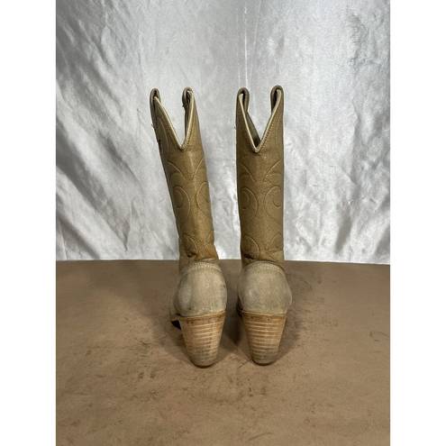 Vintage Acme Tan Suede Leather Cowgirl Boots USA Women’s Size 5.5 M