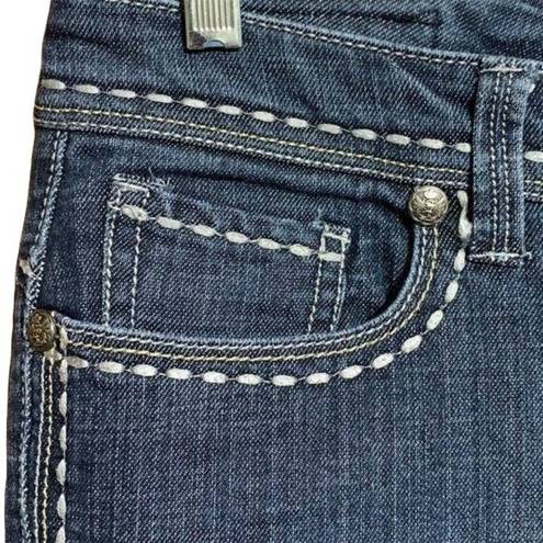 Seven7  Jeans Womens Embroidered Straight Leg Denim Blue Jeans Size 8 Like New