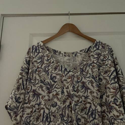 J.Jill  Luxe Supima Pleat Back Tee Shirt Floral 4X