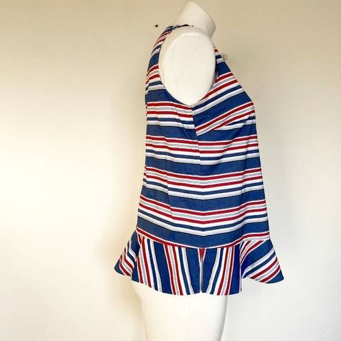 Tommy Hilfiger  Peplum Top SMALL red Blue nautical Striped Sleeveless