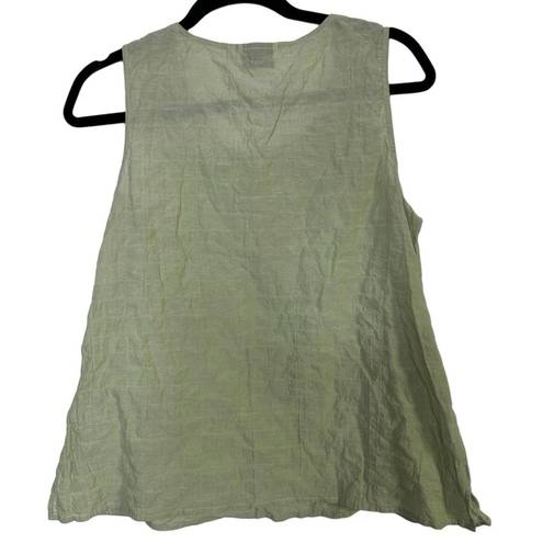 Habitat  cotton light green crinkle textured sleeveless blouse size small