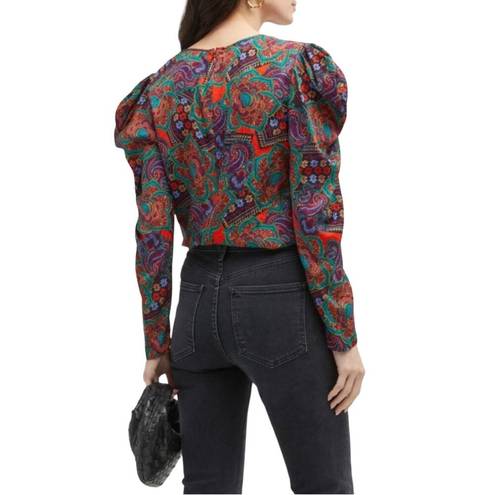 Veronica Beard NWT  Simmons Paisley Floral Silk Blend Top Flame Red Multi Size 10