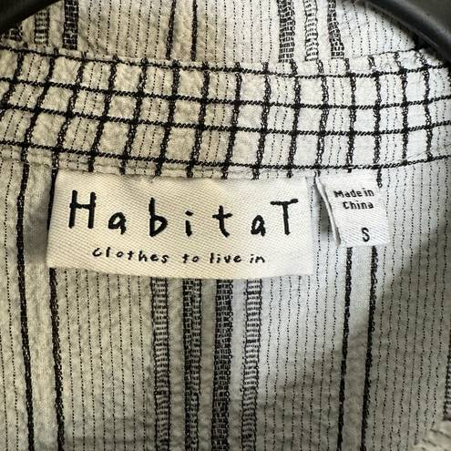 Habitat  White Black Textured Striped Buttoned Blouse Size Small