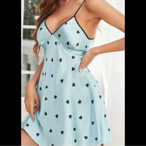 Boutique Light Blue & Black, Hearted, Night Gown