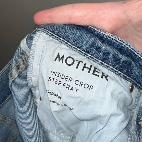 Mother The Insider Crop Step Fray in Chatterbox Distressed Blue Size 26