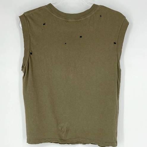 n:philanthropy  Distressed Pocket Tank Olive Green S