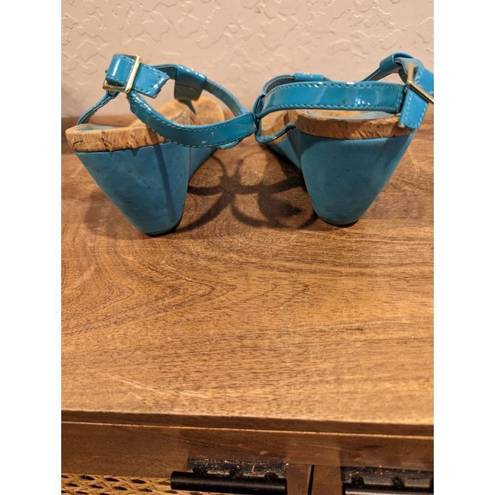 Ralph Lauren Lauren  Rosalia Cork Wedge Women's Sandals. Size 7.5 turquoise