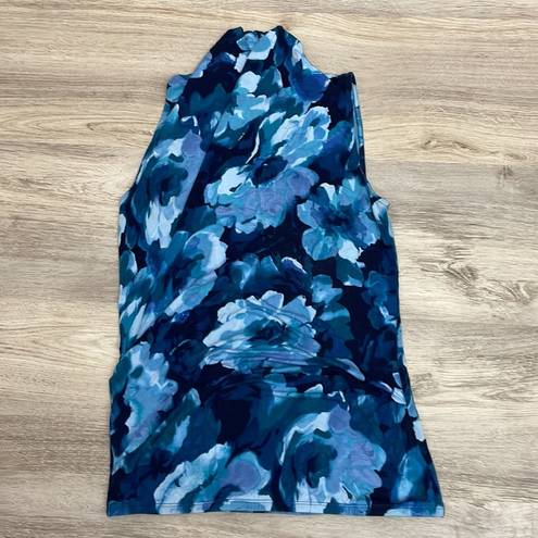 Tommy Bahama Mutli-Blue Color Floral Print Sleeveless Women's Wrap Shirt Size XS