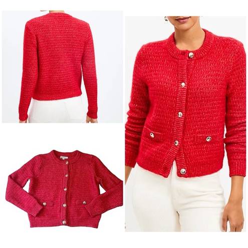 Loft  Stitchy Red  Sweater Jacket | Size  Large