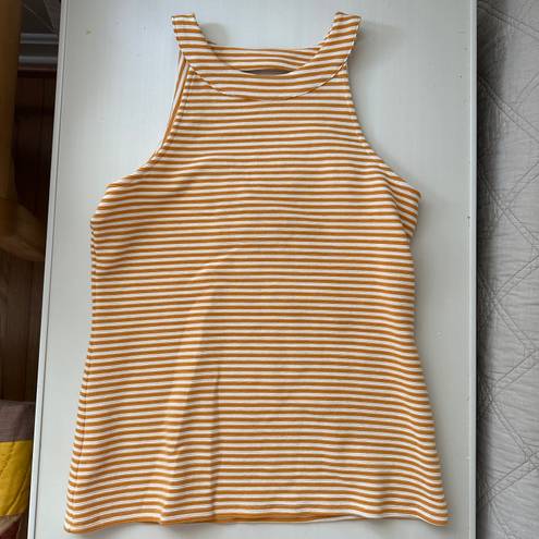 Deletta Anthropologie gold yellow and white striped racerback tank small