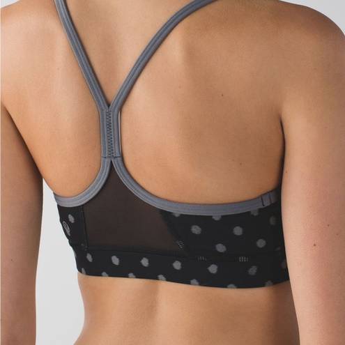 Lululemon  Flow Y Bra polka ghost dot black slate size 8