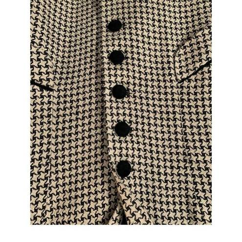 Houndstooth Vintage 90’s Oversized  Blazer With Velvet Collar