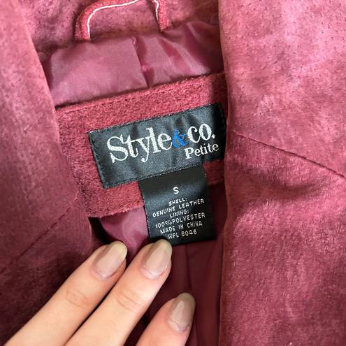 Style & Co burgundy leather blazer