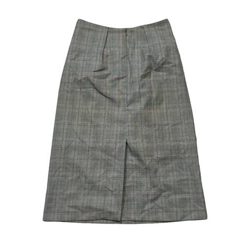 Oak + Fort  Gray Plaid Dark Academia Midi Pencil Skirt Women's Size Small