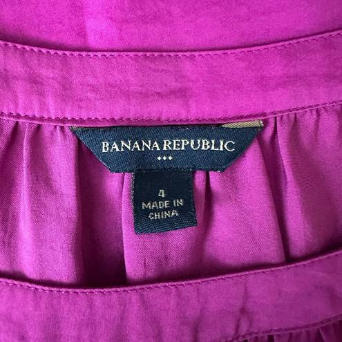 Banana Republic  Pink Silky Cap Sleeve Shirred Waist Side Tie Dress Pockets Sz 4