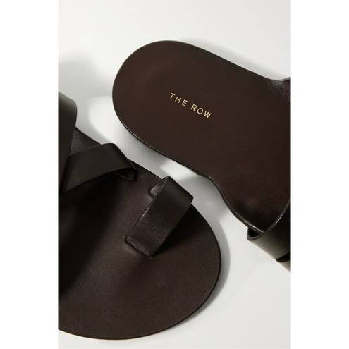 The Row  Kris Leather Sandals in Espresso Brown 41 With Box Womens Slides